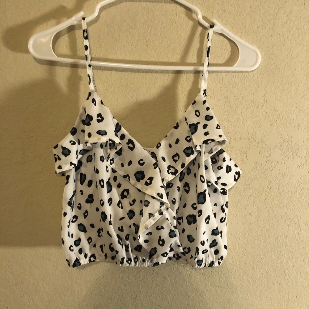 White and green cheetah print crop top!
